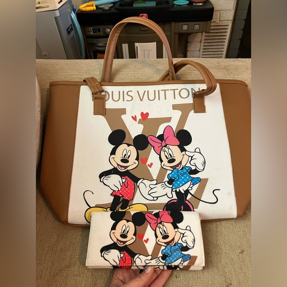 Disney Lv fashion bag and matching wallet